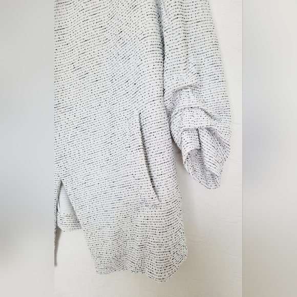 Carolina Belle Montreal Heathered White/Blk OpenFront Cardigan/Blazer Stretch XL - Picture 3 of 16